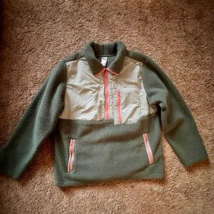 Te Verde Moss Green 1/4 Zip Fleece Pullover Sweatshirt